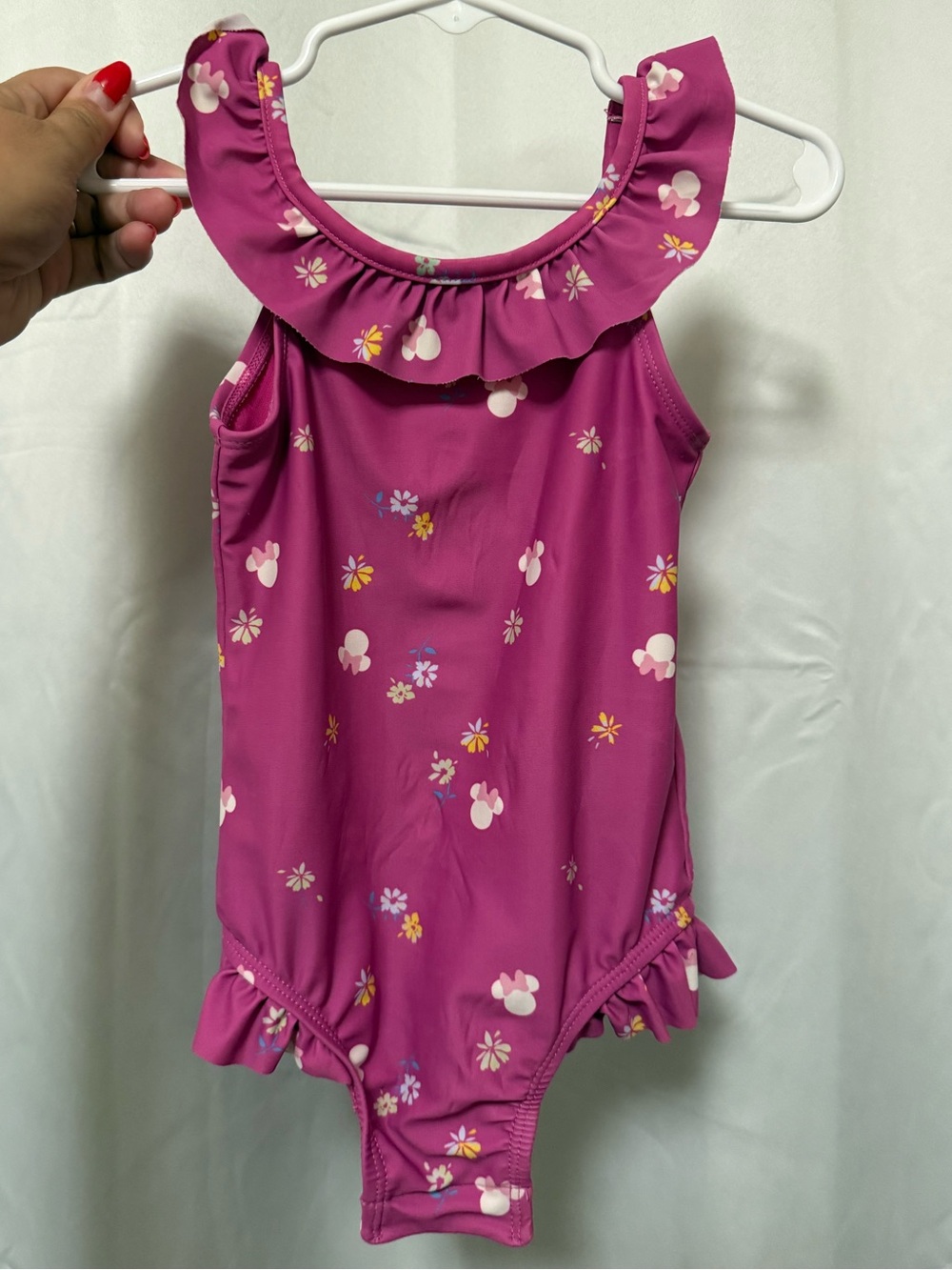 GAP x Disney Girls Minnie Mouse Bright Pink Floral Swimsuit